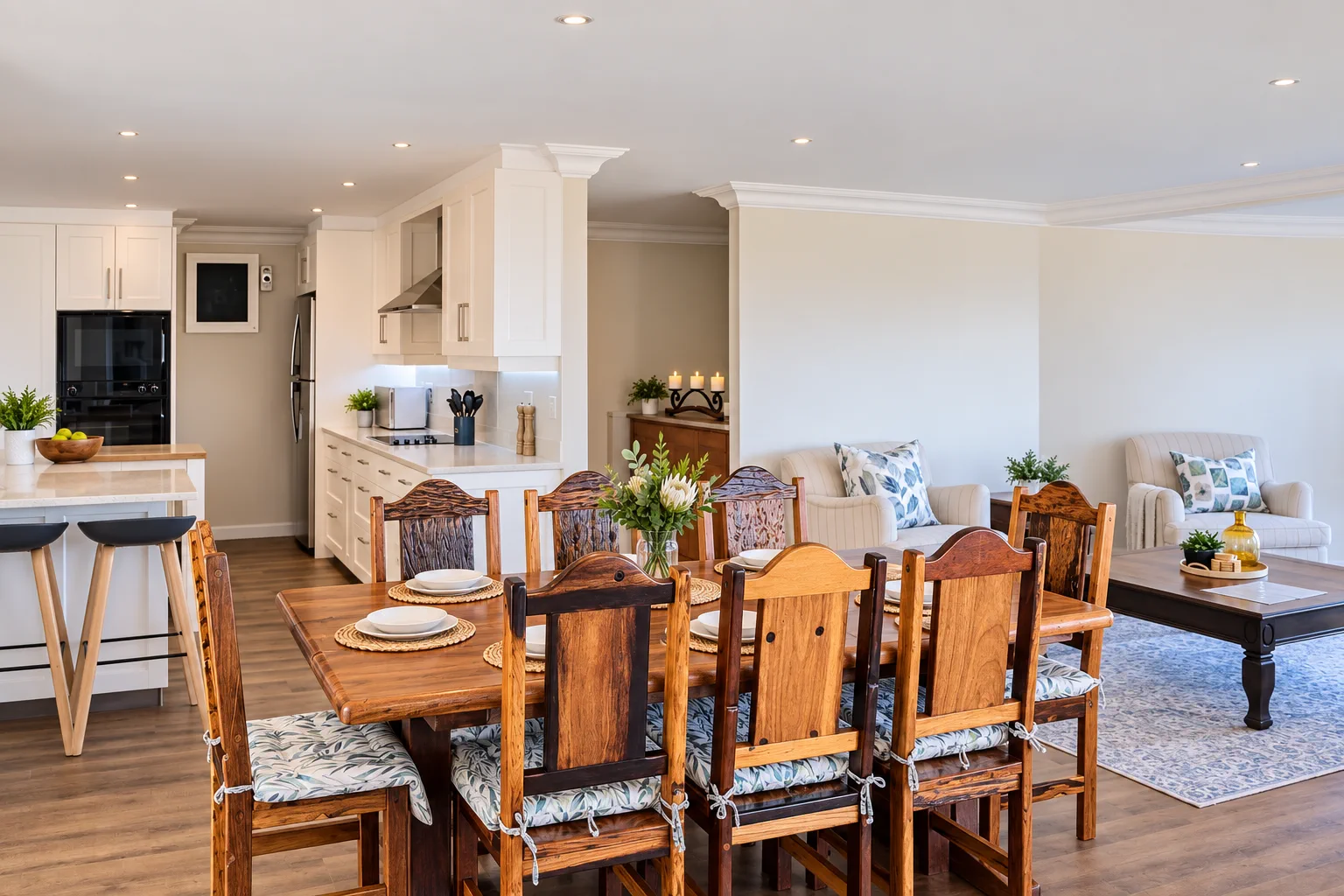 Sea View Apartment, Dining table and sitting area, sea beyond