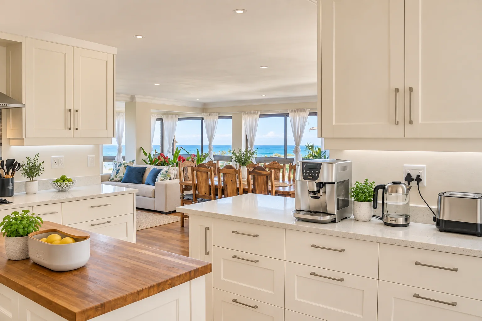 Sea View Apartment, Kitchen open to the dining and sea view